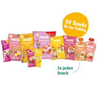 MOGLi Packshots der Snacks vom Frühlings-Bundle