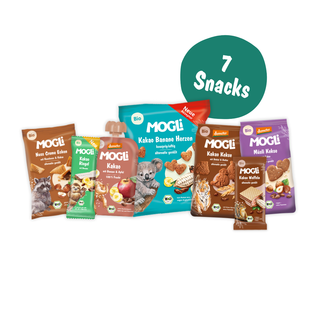 MOGLi Kakao Bundle mit sieben Kakao Snacks