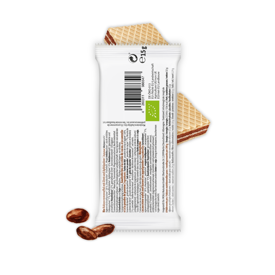 MOGLi Kakao Zimt Waffel Packshot Rückseite