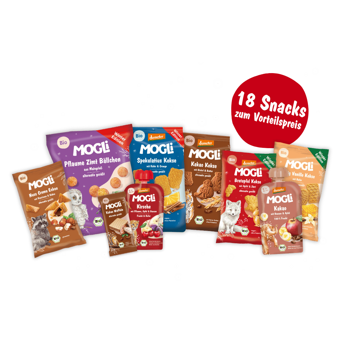 MOGLi Winter Bundle Klein Packshots, 18 Snacks zum Vorteilspreis
