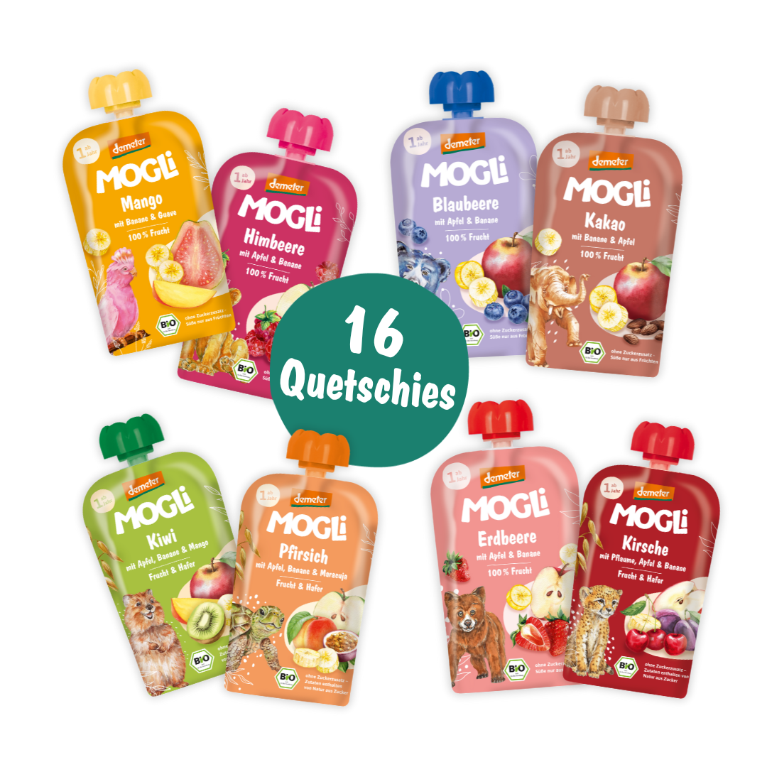 MOGLi Quetschie Bundle mit 16 Quetschies
